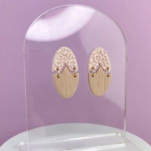 Leopard Print Texture Wood Texture Handmade Polymer Clay Dangle Earrings